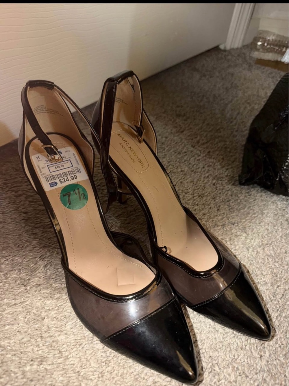 Marc Fisher Black Patent Pointed-Toe Slingback Pumps
